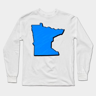 Bright Blue Minnesota Outline Long Sleeve T-Shirt